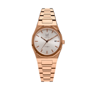 MAKYDO Rose Gold white Mosaic 38 automatic unisex watch, featuring green mosaic pattern dial. 316L Stainless Steel integrated bracelet complimented with a 9mm of slim case powered by a sturdy Japan MIYOTA 9015 movement.