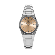 MAKYDO Champagne 38 automatic unisex watch, featuring a Champagne colour dial. 316L Stainless Steel integrated bracelet complimented with a 9mm of slim case powered by a sturdy Japan MIYOTA 9015 movement.