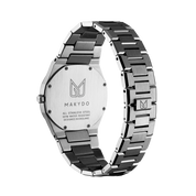 Within the harmonious tapestry of monochromatic ash grey men's watch, a melodic ensemble of subdued grays narrates a tale of unwavering strength and rejuvenation.  The brilliant, highly transparent sapphire crystal with anti-reflective coating expose the sophisticated silver baton hands with BGW9 Lume. The flawless symmetry of the 316L Stainless Steel  integrated bracelet complimented with a 6.7mm of slim case powered by a sturdy Miyota quartz movement.