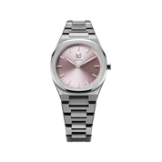 Unveil your captivating beauty with this Makydo women's watch, where strength and grace intertwine in perfect balance. The light pink dial, like a soft blush of dawn, emanates a tender radiance and kindling passions. The brilliant, highly transparent sapphire crystal with anti-reflective coating expose the sophisticated silver baton hands with BGW9 Lume. The flawless symmetry of the 316L Stainless Steel integrated bracelet complimented with a 6.7mm of slim case powered by a sturdy Miyota quartz movement.