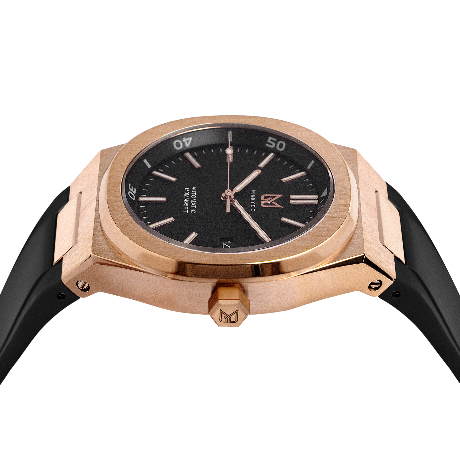 Rubber strap for MAKDYO Diver 38 with rose gold ends