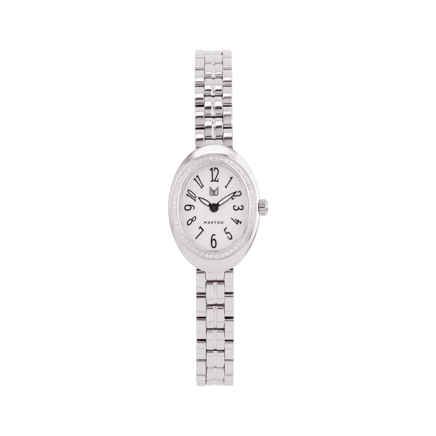 Silver watch with a white background