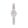Silver watch with a white background