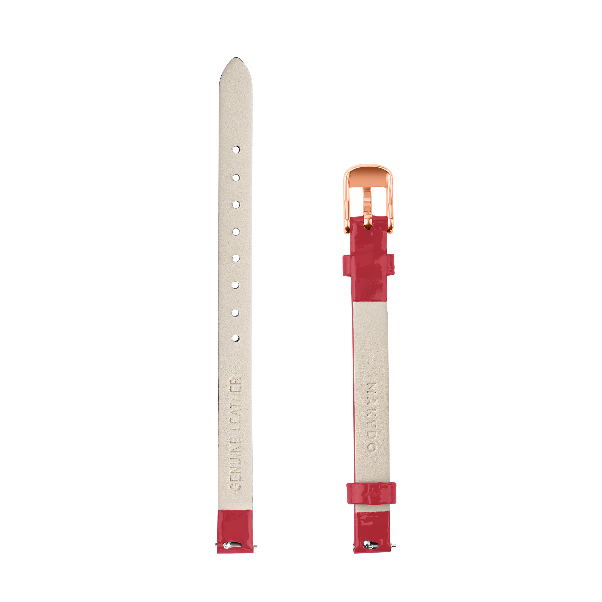 Premium 8mm rose gold leather watch strap

