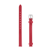 Red 8mm leather watch strap for Noor Luna and Noor Stellar watches with silver finish