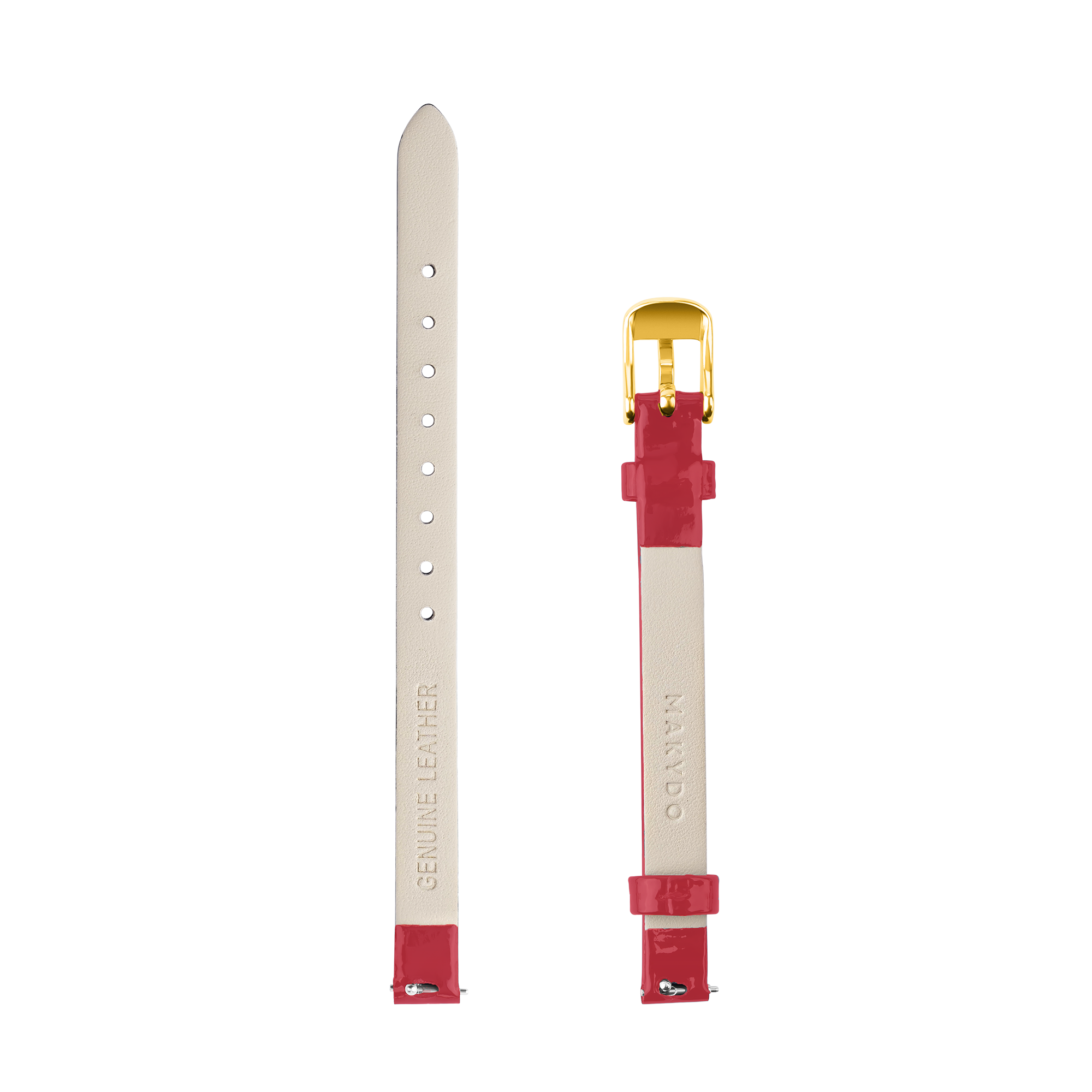 Premium 8mm gold leather watch strap by Makydo