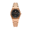 Makydo Rose gold black mosaic automatic unisex watch embraces a gold-plated case boasts a stunning brushed finish, and polished bevelled edges, offering a versatile style. The brilliant, highly transparent sapphire crystal with anti-reflective coating expose the sophisticated silver baton hands with BGW9 Lume. The flawless symmetry of the perfected Rose Gold plated 316L stainless steel integrated bracelet complimented with a 9mm of slim case powered by a sturdy Japan Miyota 9015 movement.