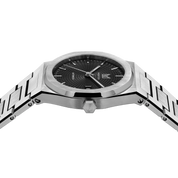 MAKYDO Onyx Black Mosaic 38 automatic unisex watch, featuring black mosaic pattern dial.  316L Stainless Steel integrated bracelet complimented with a 9mm of slim case powered by a sturdy Japan MIYOTA 9015 movement.