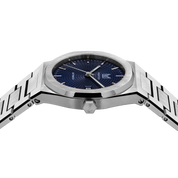 MAKYDO Classy Blue Mosaic 38 automatic unisex watch, featuring blue mosaic pattern dial.  316L Stainless Steel integrated bracelet complimented with a 9mm of slim case powered by a sturdy Japan MIYOTA 9015 movement.