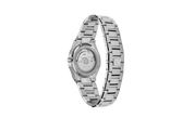 Exhibition case back of MAKYDO Onyx Black Mosaic 38 automatic unisex watch, featuring black mosaic pattern dial.  316L Stainless Steel integrated bracelet complimented with a 9mm of slim case powered by a sturdy Japan MIYOTA 9015 movement.