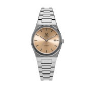 MAKYDO Champagne 38 automatic unisex watch, featuring a Champagne colour dial.  316L Stainless Steel integrated bracelet complimented with a 9mm of slim case powered by a sturdy Japan MIYOTA 9015 movement.