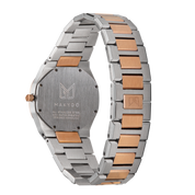 As steel and rose gold unite, Makydo's pearl white women's watch radiates serenity and purity upon your wrist, leaving a trail of inspiration in your wake. The brilliant, highly transparent sapphire crystal with anti-reflective coating expose the sophisticated silver baton hands with BGW9 Lume. The flawless symmetry of perfected Rose Gold plated 316L stainless steel integrated bracelet complimented with a 6.7mm of slim case powered by a sturdy Miyota quartz movement.
